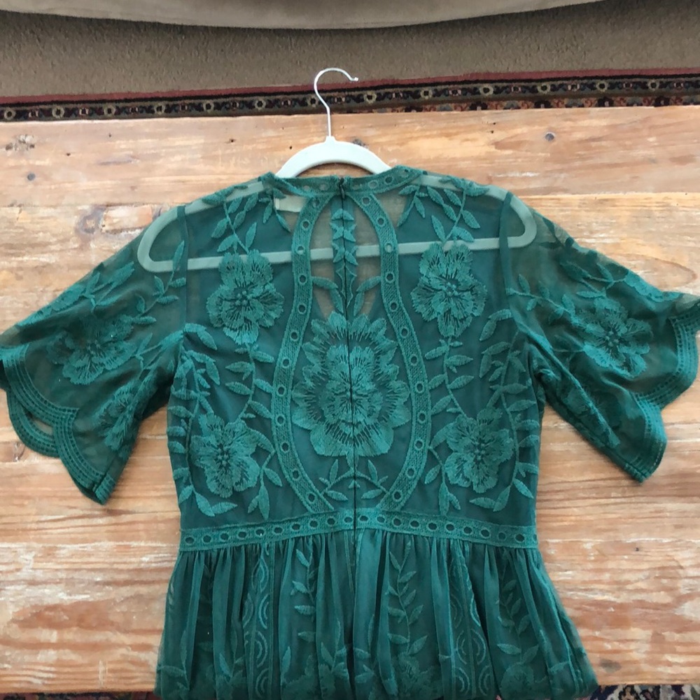Emerald green lace “Altar’d State” dress